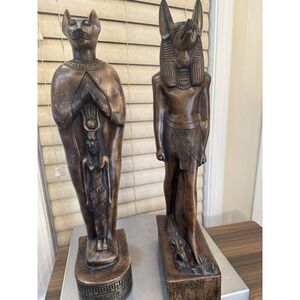 20 Inch Egyptian  Statue Very Heavy Weighs 26 Pounds Bastet And Anubis Figures